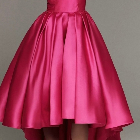 Anthropologie Hutch Sabrina Strapless V-Neck Pleated High-Low Gown Pink Size 4 - Picture 6 of 16